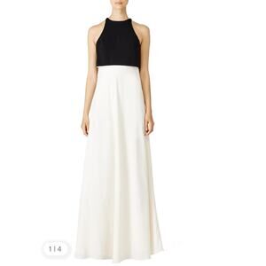 Jill Jill Stuart Black & Cream White Pop Over Sleeveless Color Blocked Maxi Gown